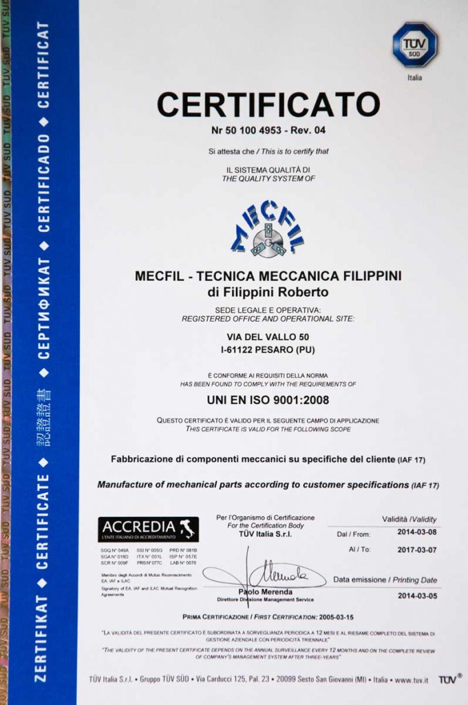 certificazione mecfil